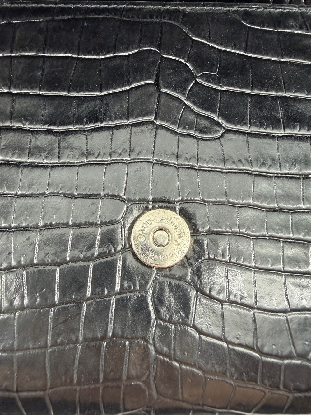 Saint Laurent Kate Monogramme Black Croc-Embossed Leather Bag with Tassel - Picture 9 of 11